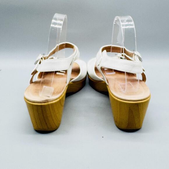 Dansko Sandals Womens 9.5 White Leather Wedge Platform Slingback Buckle Strap - Picture 6 of 11